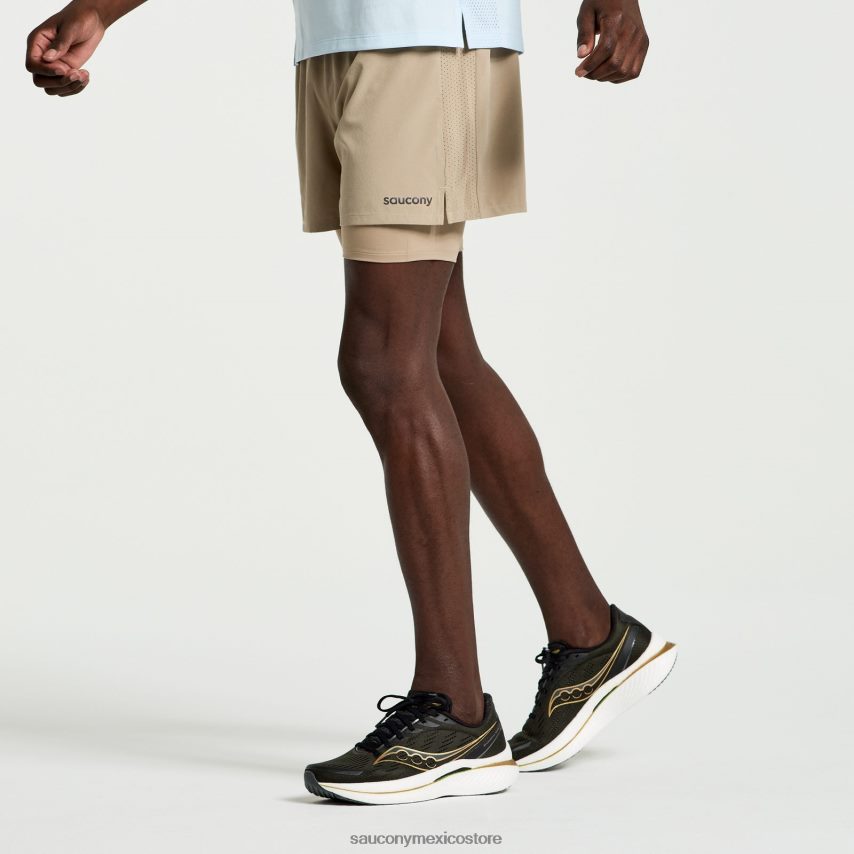 Saucony Outpace 4 2 en 1 corto hombres estaño P4B2Z0392