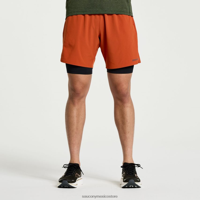 Saucony Outpace 7 2 en 1 corto hombres lava P4B2Z0390