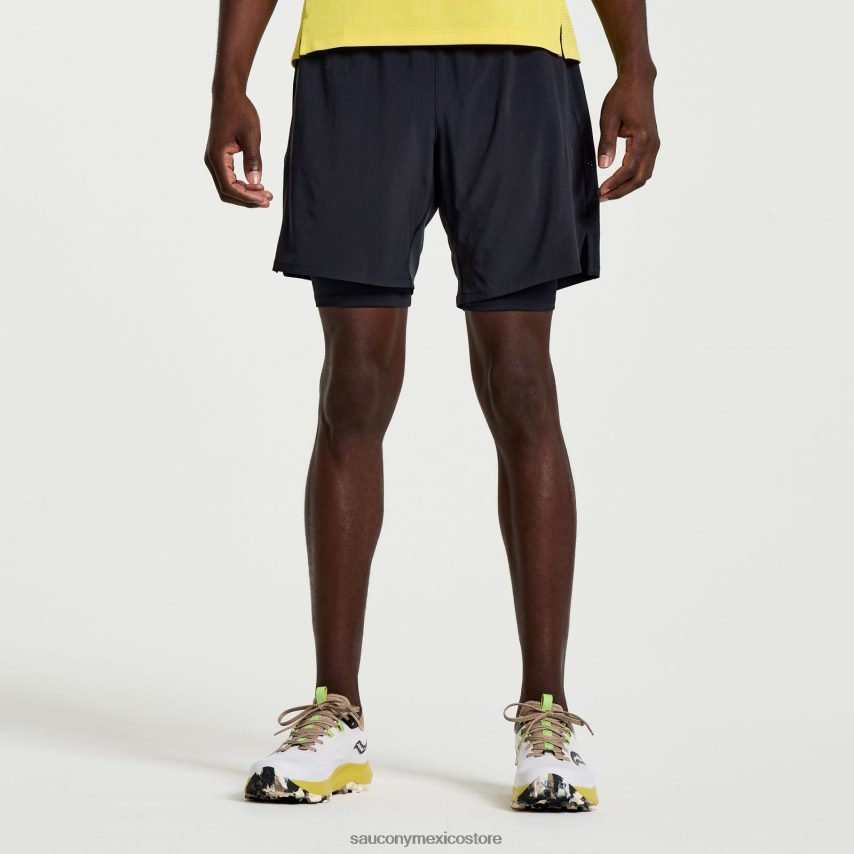Saucony Outpace 7 2 en 1 corto hombres negro P4B2Z0389