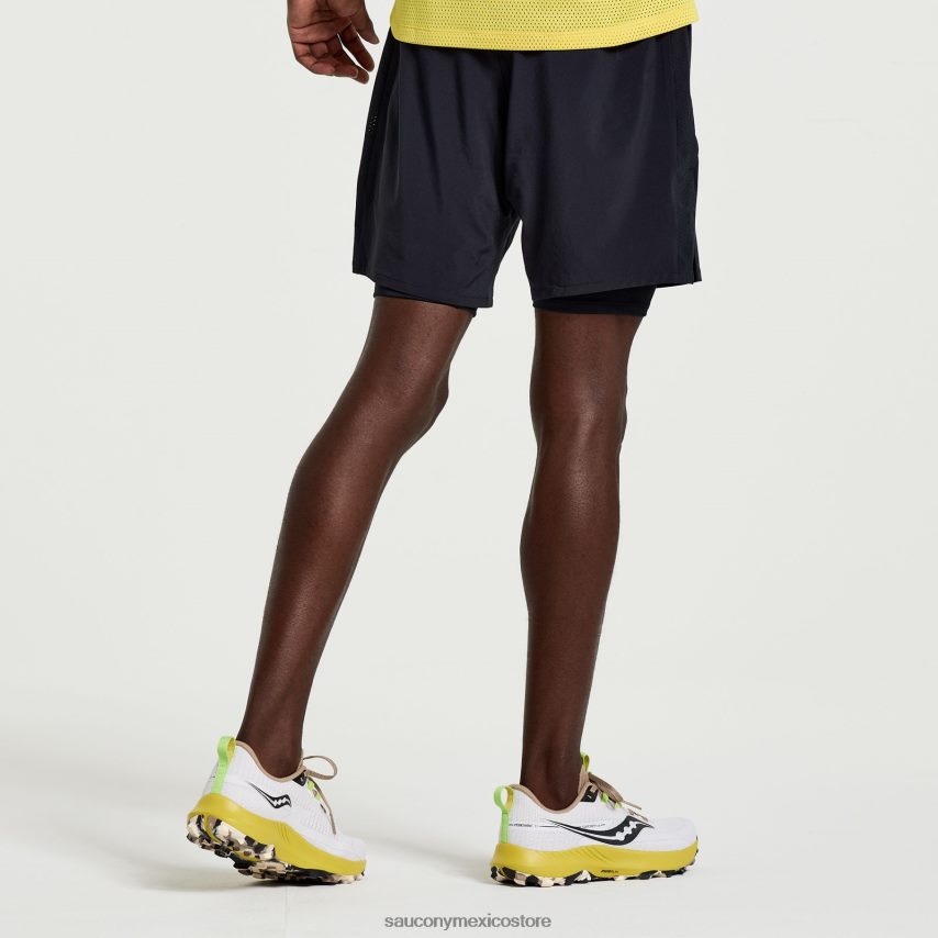 Saucony Outpace 7 2 en 1 corto hombres negro P4B2Z0389