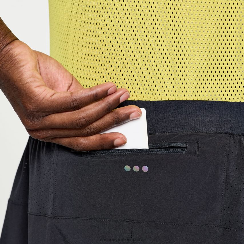 Saucony Outpace 7 2 en 1 corto hombres negro P4B2Z0389