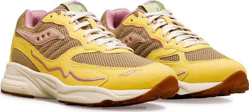 Saucony Seta de huracán de rejilla 3d hombres bronceado/amarillo claro P4B2Z0180