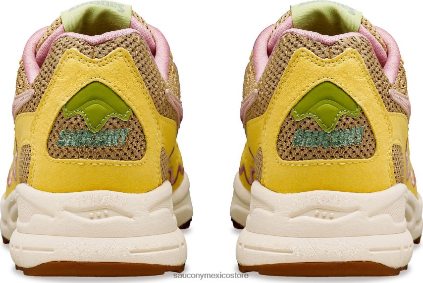 Saucony Seta de huracán de rejilla 3d hombres bronceado/amarillo claro P4B2Z0180