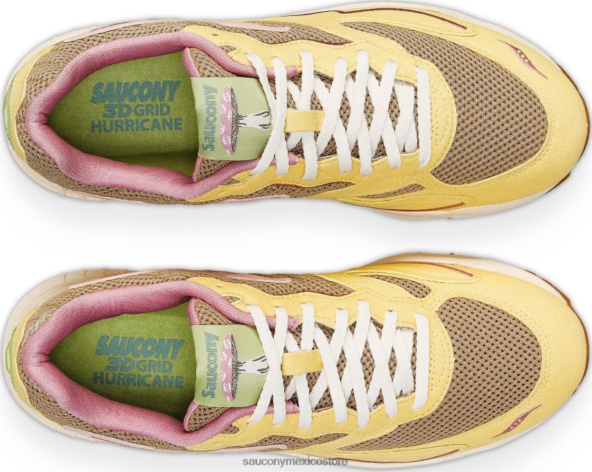 Saucony Seta de huracán de rejilla 3d hombres bronceado/amarillo claro P4B2Z0180