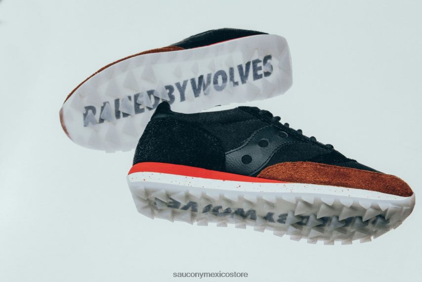 Saucony X criado por lobos jazz 81 hombres gris negro P4B2Z0298