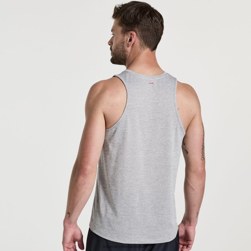 Saucony camiseta de cronómetro hombres brezo gris claro P4B2Z0308