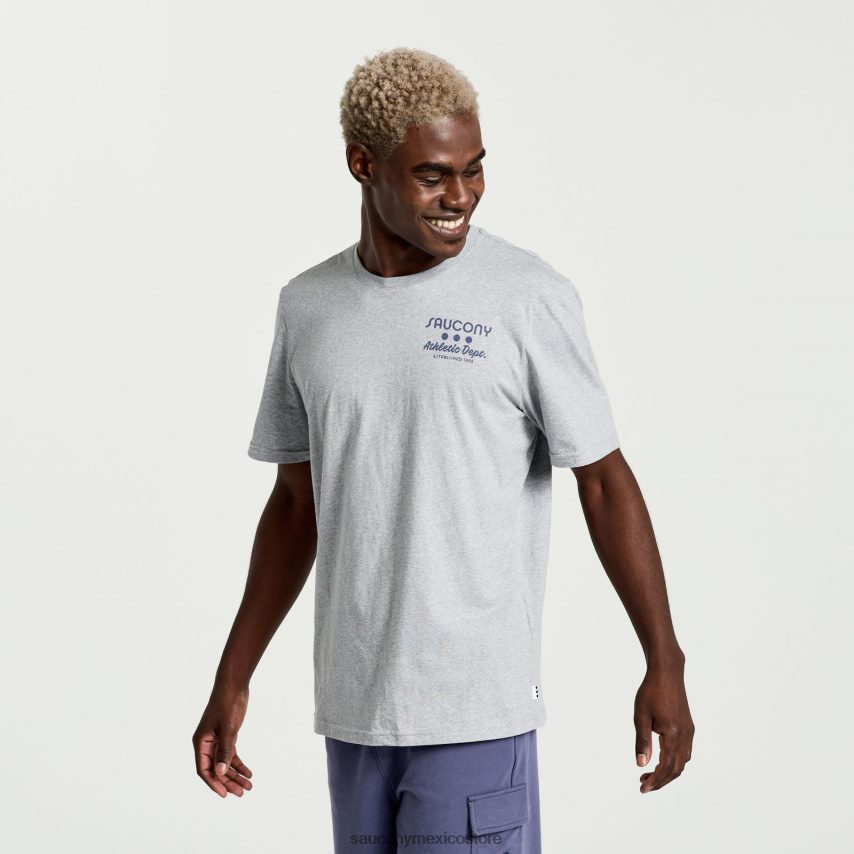 Saucony camiseta descansada hombres gráfico de brezo gris claro P4B2Z0354