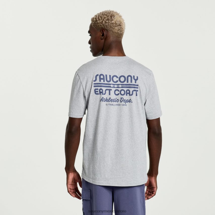 Saucony camiseta descansada hombres gráfico de brezo gris claro P4B2Z0354