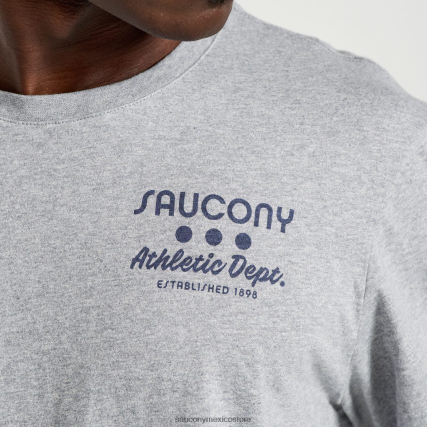 Saucony camiseta descansada hombres gráfico de brezo gris claro P4B2Z0354