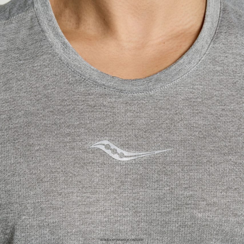 Saucony camiseta gráfica de cronómetro hombres gráfico de brezo gris claro P4B2Z0364
