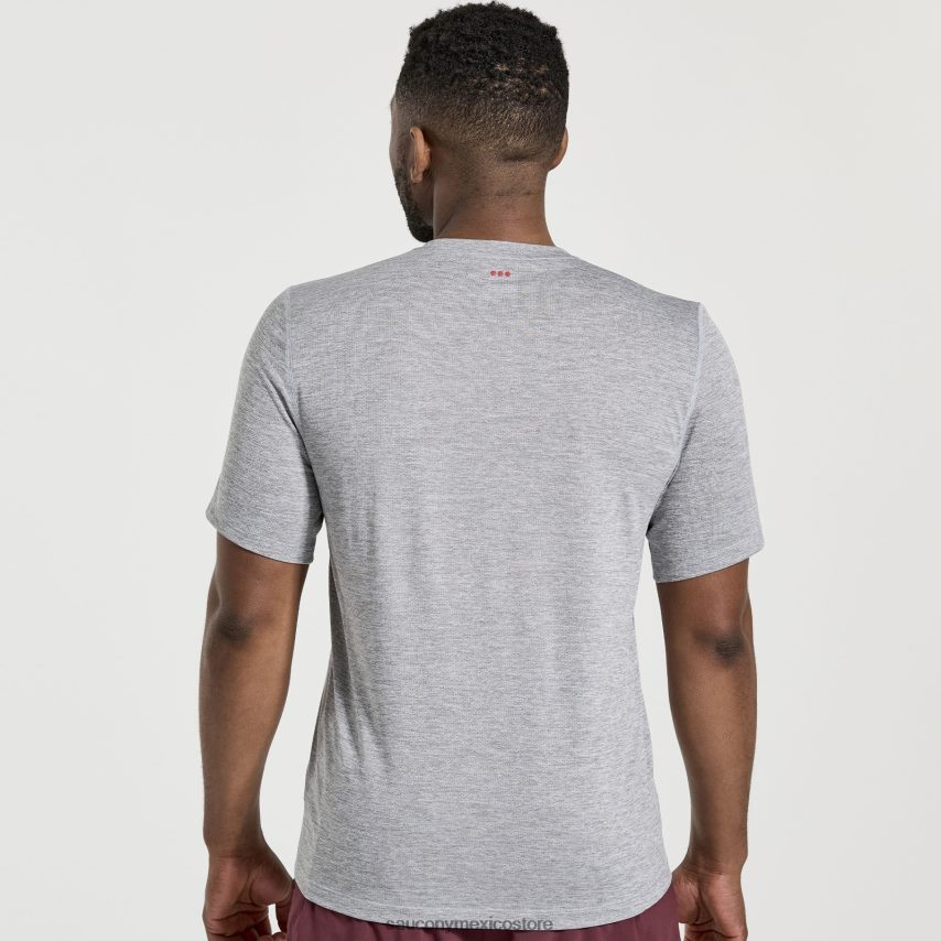 Saucony cronómetro de manga corta hombres brezo gris claro P4B2Z0326