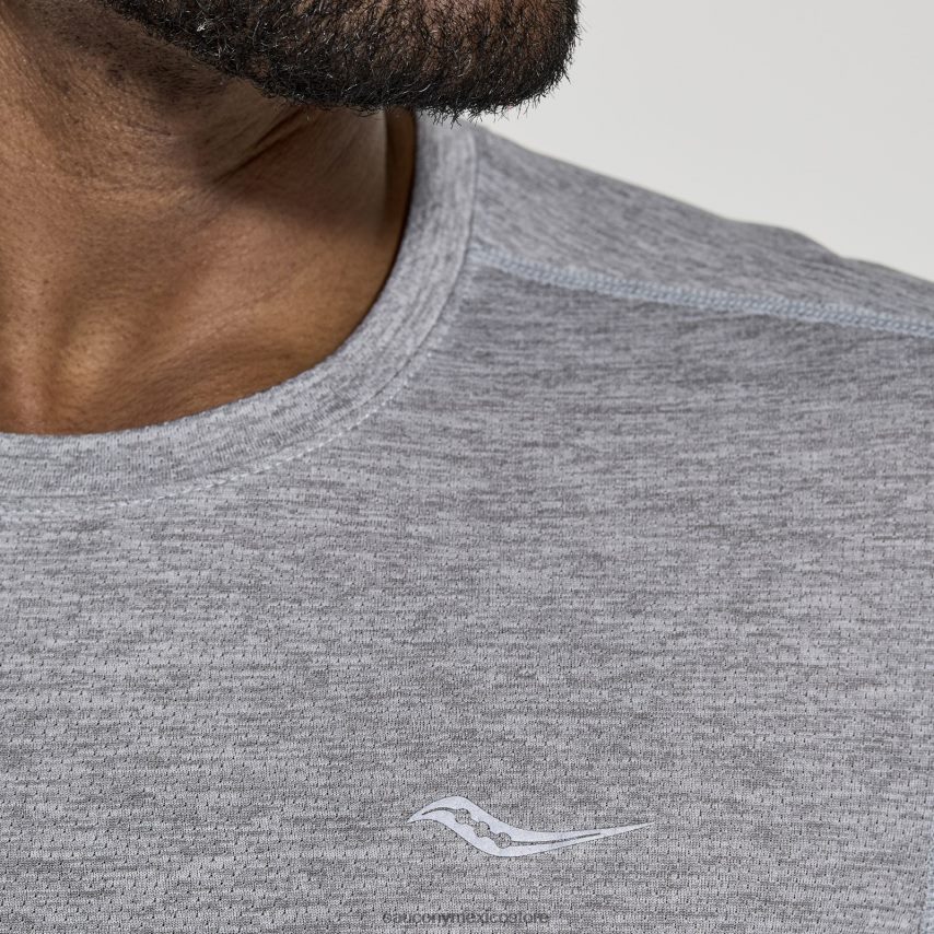 Saucony cronómetro de manga corta hombres brezo gris claro P4B2Z0326