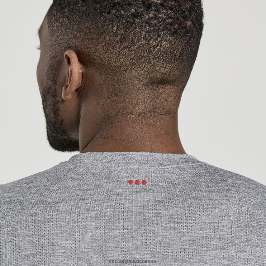 Saucony cronómetro de manga corta hombres brezo gris claro P4B2Z0326