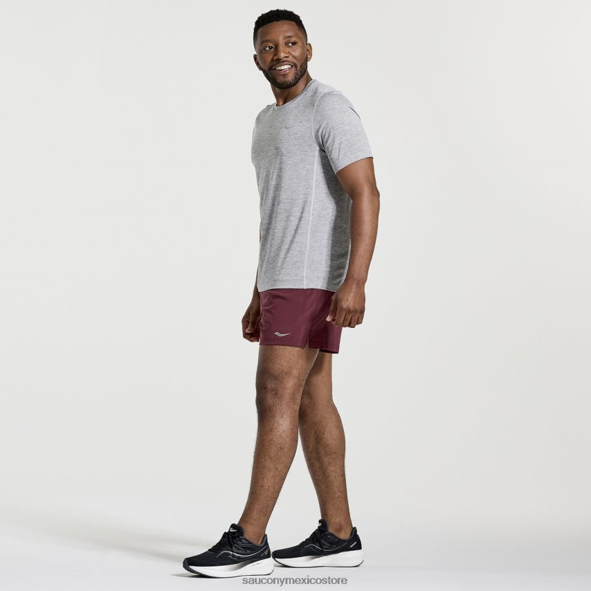 Saucony cronómetro de manga corta hombres brezo gris claro P4B2Z0326