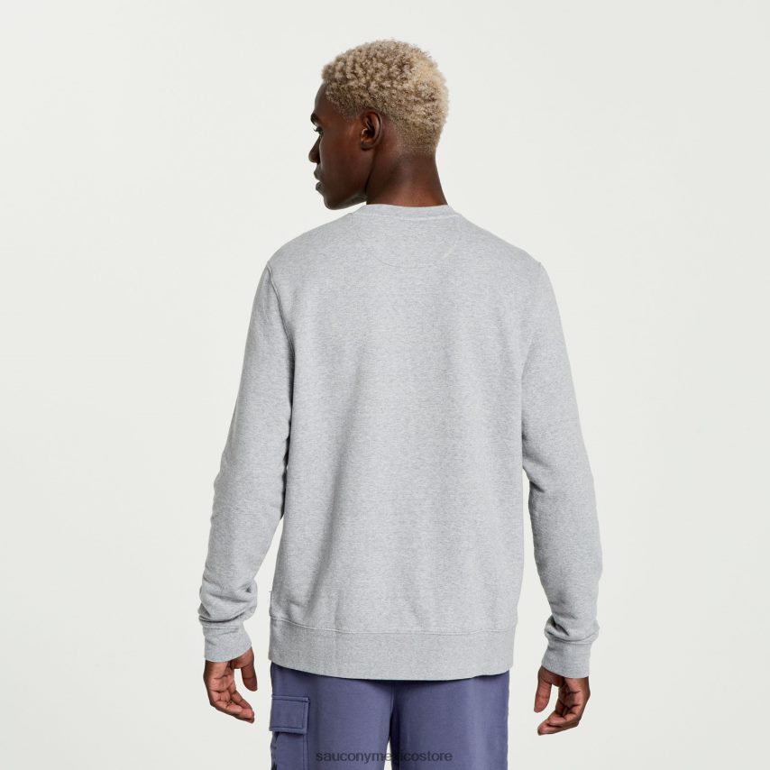 Saucony cuello redondo descansado hombres gráfico de brezo gris claro P4B2Z0370