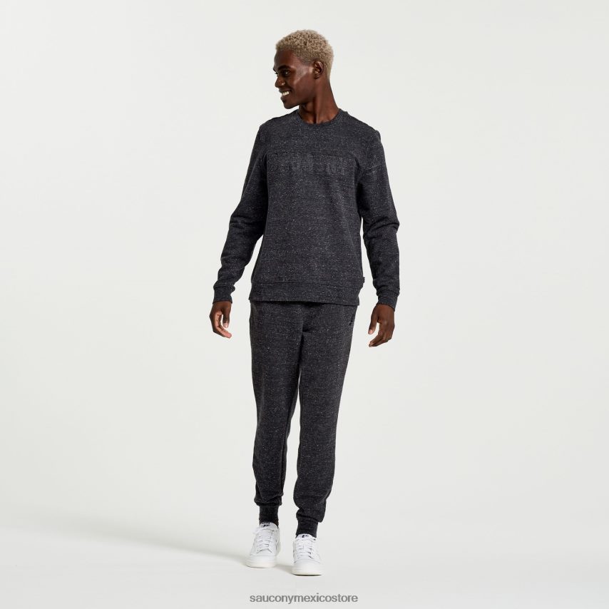 Saucony cuello redondo descansado hombres gráfico de brezo negro P4B2Z0373