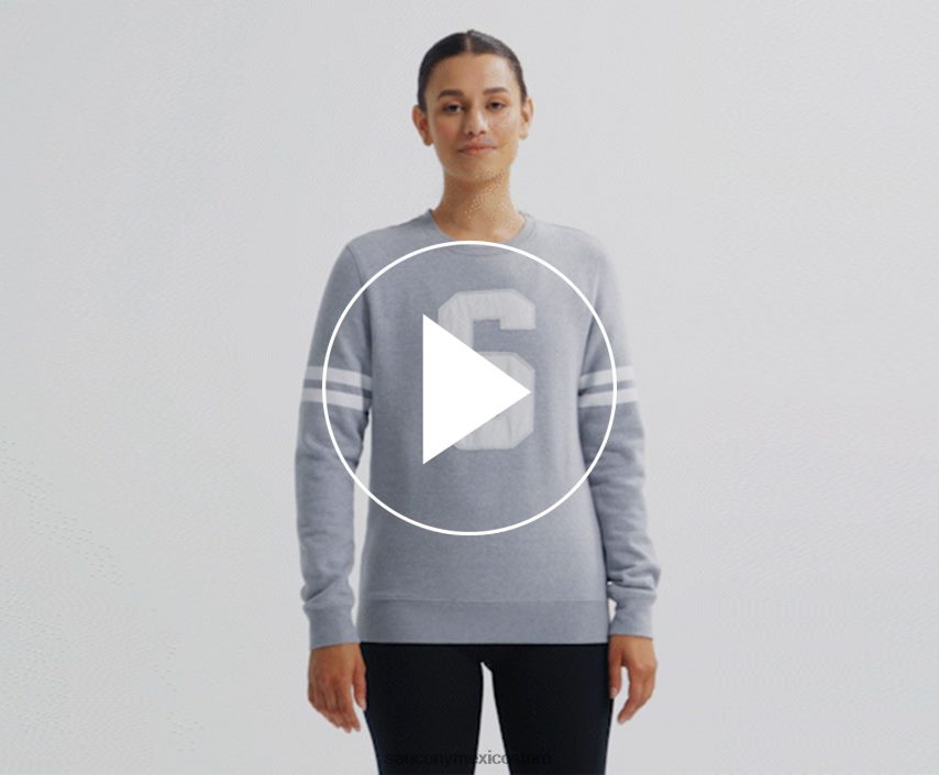 Saucony cuello redondo descansado mujer brezo gris claro P4B2Z0778