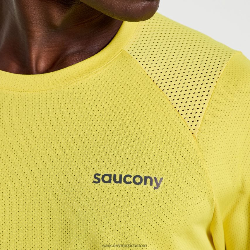 Saucony elevar manga corta hombres azufre P4B2Z0331