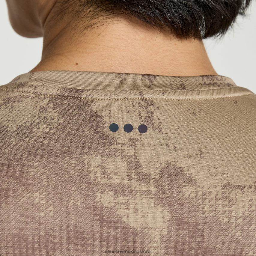 Saucony explorador de manga corta hombres estampado tie-dye de peltre P4B2Z0379