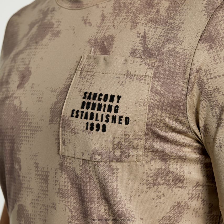 Saucony explorador de manga corta hombres estampado tie-dye de peltre P4B2Z0379