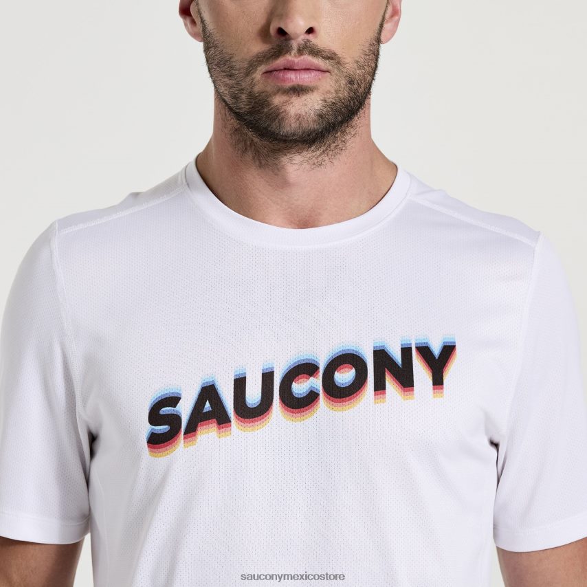 Saucony gráfico de cronómetro de manga corta hombres gráfico blanco P4B2Z0349