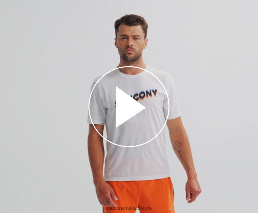 Saucony gráfico de cronómetro de manga corta hombres gráfico blanco P4B2Z0349