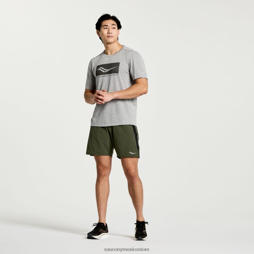 Saucony gráfico de cronómetro de manga corta hombres gráfico de brezo gris claro P4B2Z0346