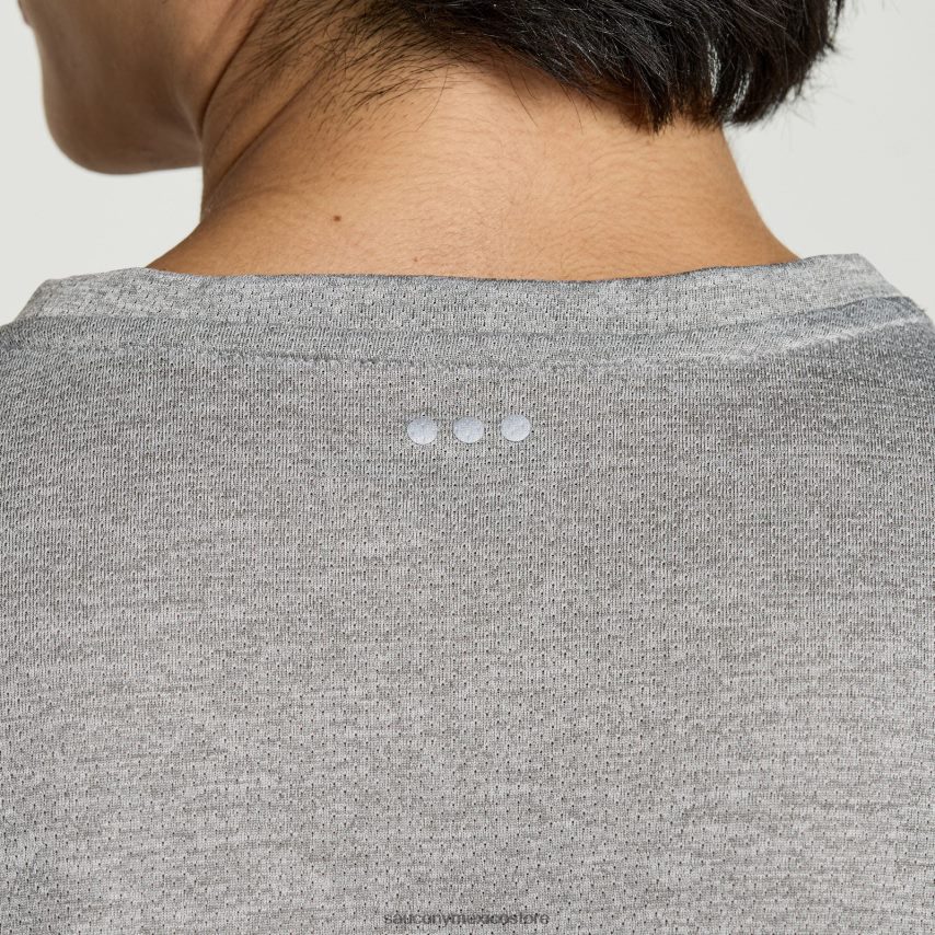 Saucony gráfico de cronómetro de manga corta hombres gráfico de brezo gris claro P4B2Z0346