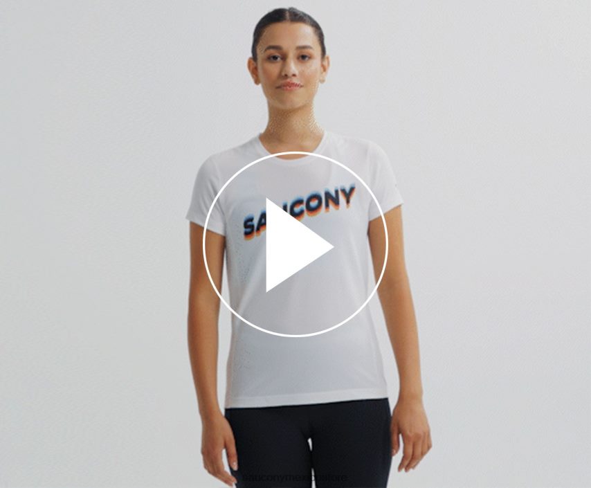 Saucony gráfico de cronómetro de manga corta mujer gráfico blanco P4B2Z0740
