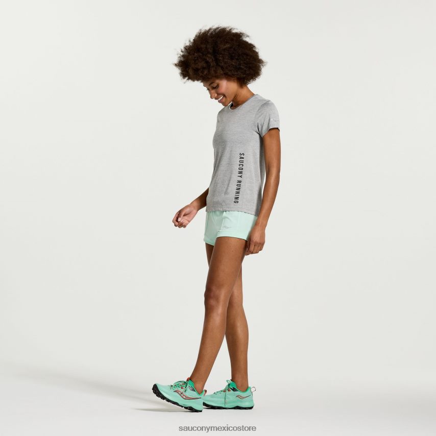 Saucony gráfico de cronómetro de manga corta mujer gráfico de brezo gris claro P4B2Z0736