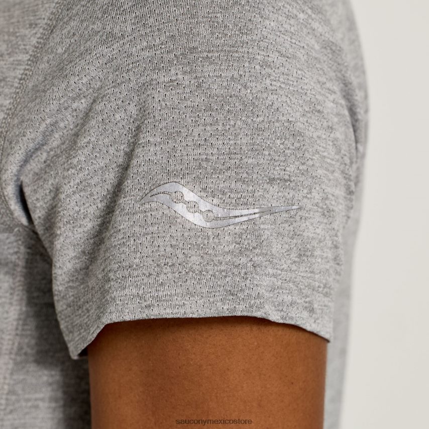 Saucony gráfico de cronómetro de manga corta mujer gráfico de brezo gris claro P4B2Z0736