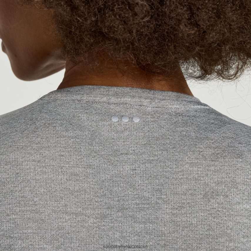 Saucony gráfico de cronómetro de manga corta mujer gráfico de brezo gris claro P4B2Z0736