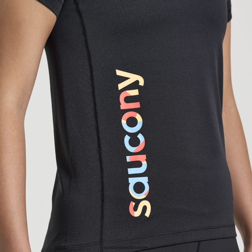 Saucony gráfico de cronómetro de manga corta mujer gráfico negro P4B2Z0738