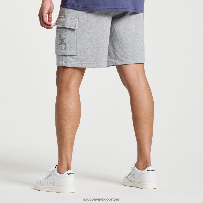Saucony pantalones cortos de sudor descansado hombres gráfico de brezo gris claro P4B2Z0416