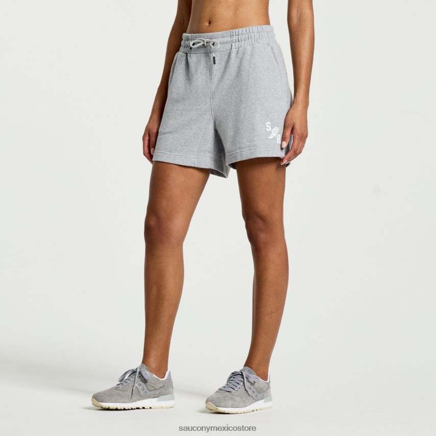 Saucony pantalones cortos de sudor descansado mujer gráfico de brezo gris claro P4B2Z0831