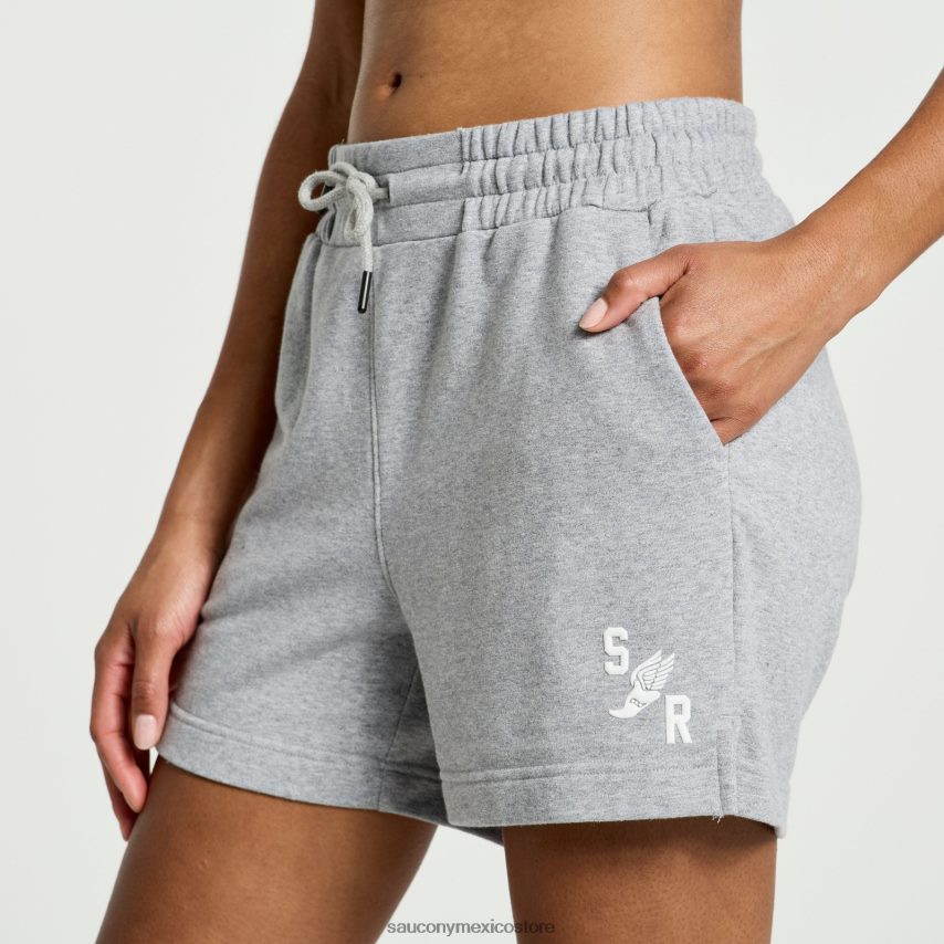 Saucony pantalones cortos de sudor descansado mujer gráfico de brezo gris claro P4B2Z0831