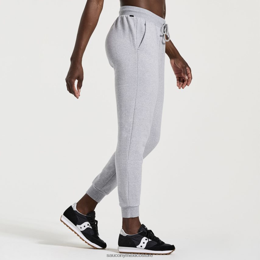 Saucony pantalón de chándal descansado mujer gráfico de brezo gris claro P4B2Z0850