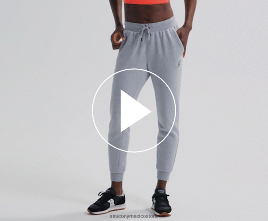 Saucony pantalón de chándal descansado mujer gráfico de brezo gris claro P4B2Z0850