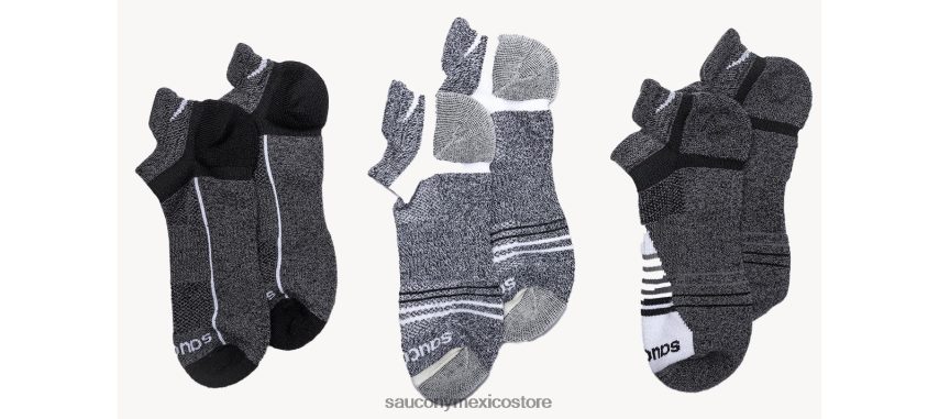 Saucony paquete de 3 pares de calcetines invisibles de mezcla de lana merino inferno hombres gris marga P4B2Z0472