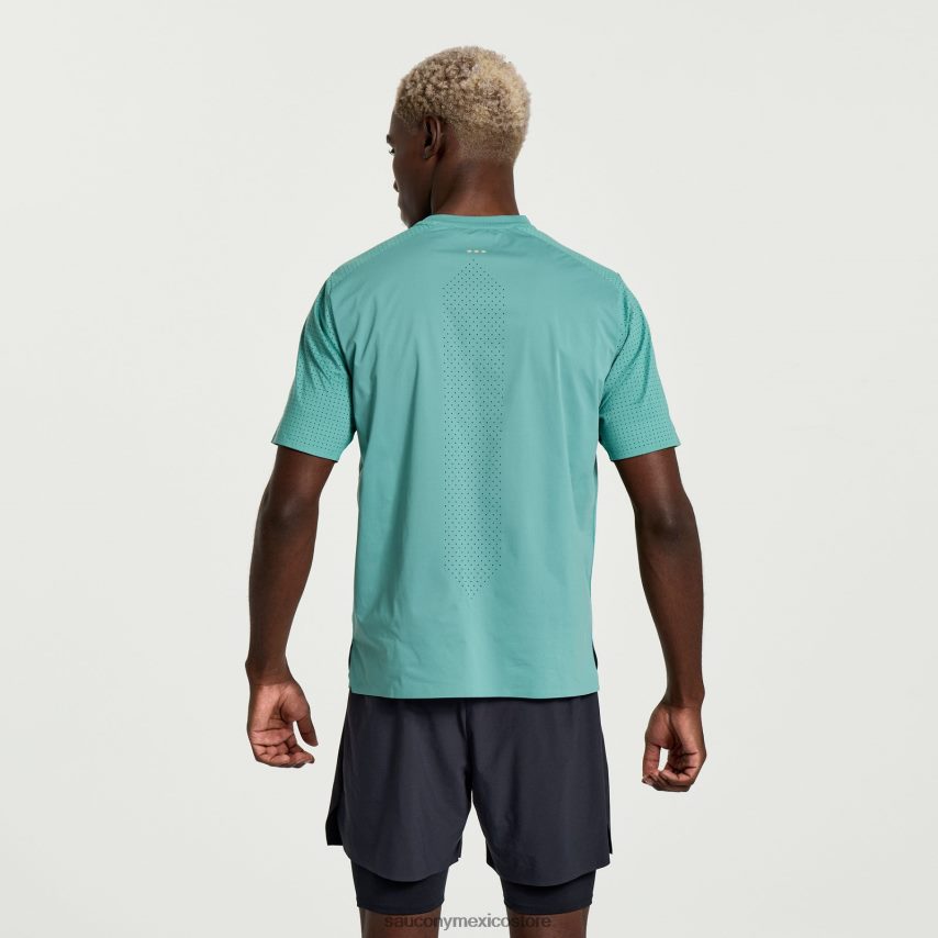 Saucony pináculo de manga corta hombres musgo P4B2Z0335