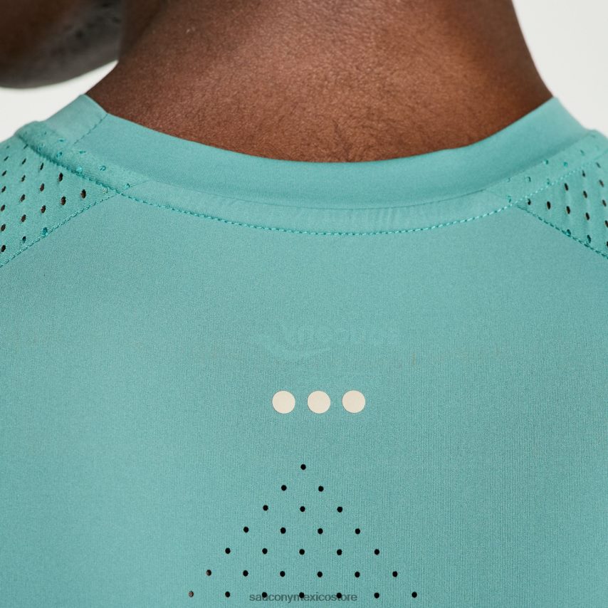 Saucony pináculo de manga corta hombres musgo P4B2Z0335