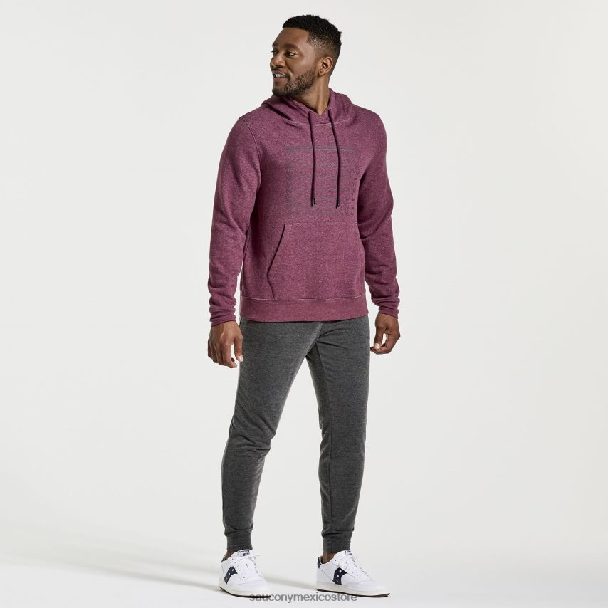 Saucony sudadera con capucha descansada hombres brezo de piedra P4B2Z0388