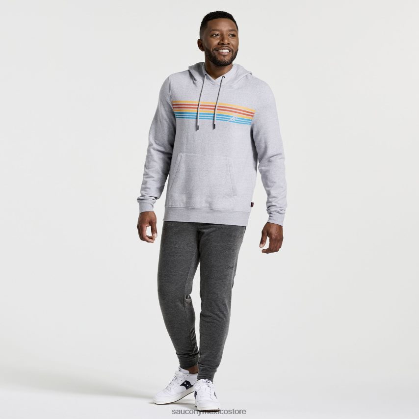 Saucony sudadera con capucha descansada hombres brezo gris claro P4B2Z0385