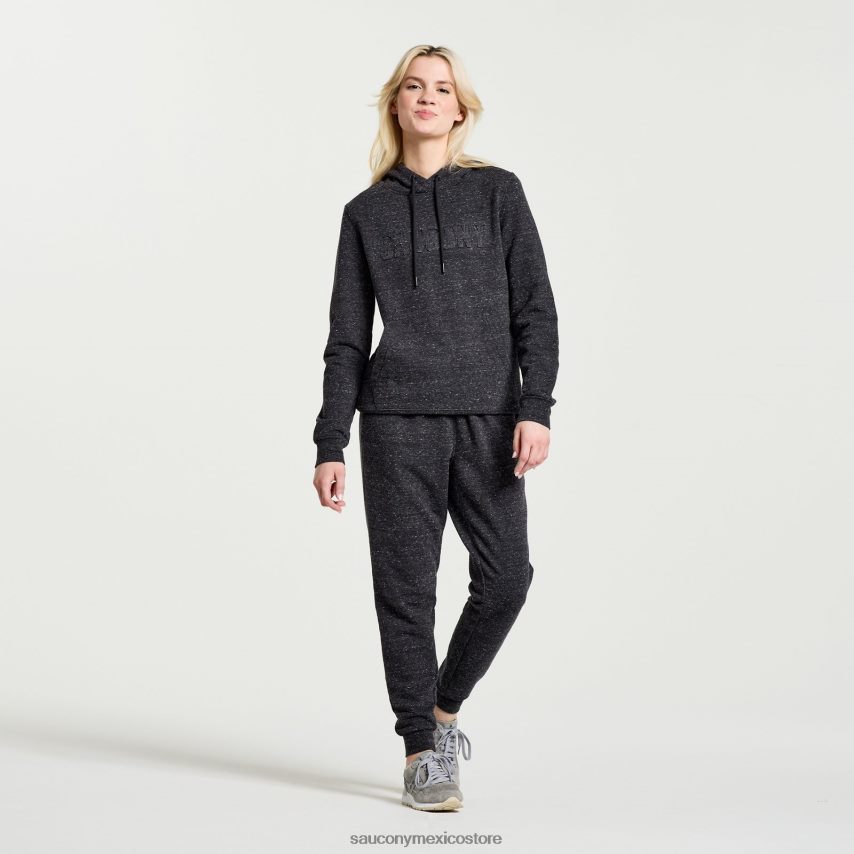 Saucony sudadera con capucha descansada mujer gráfico de brezo negro P4B2Z0794