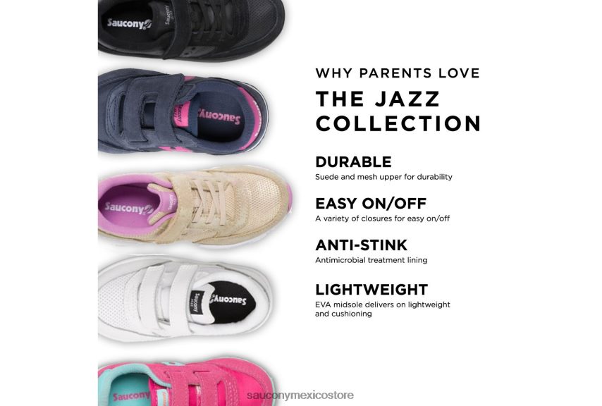 Saucony tenis baby jazz con velcro niños gris/naranja P4B2Z0992