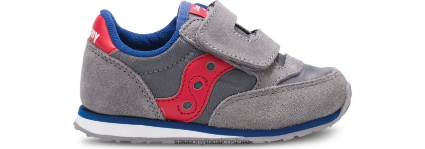 Saucony tenis baby jazz con velcro niños gris/rojo P4B2Z0993