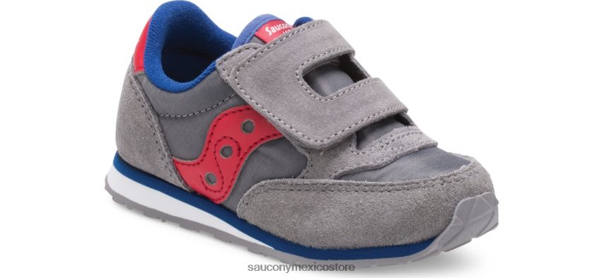Saucony tenis baby jazz con velcro niños gris/rojo P4B2Z0993