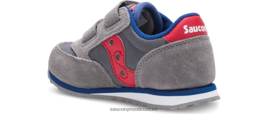 Saucony tenis baby jazz con velcro niños gris/rojo P4B2Z0993