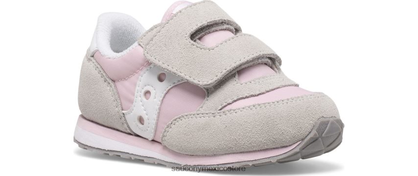 Saucony tenis baby jazz con velcro niños gris/rosa/blanco P4B2Z0991