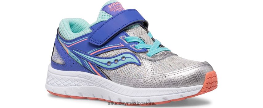 Saucony tenis cohesion 14 a/c niños plata/bígaro/turq P4B2Z0919